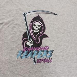 Gildan Softstyle Diamond Reapers Softball Men's Gray Graphic T-Shirt Size Large